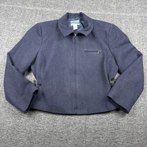 Vintage Pendleton Knockabout Jacket Womens 14 Blue Cropped Virgin Wool Made USA